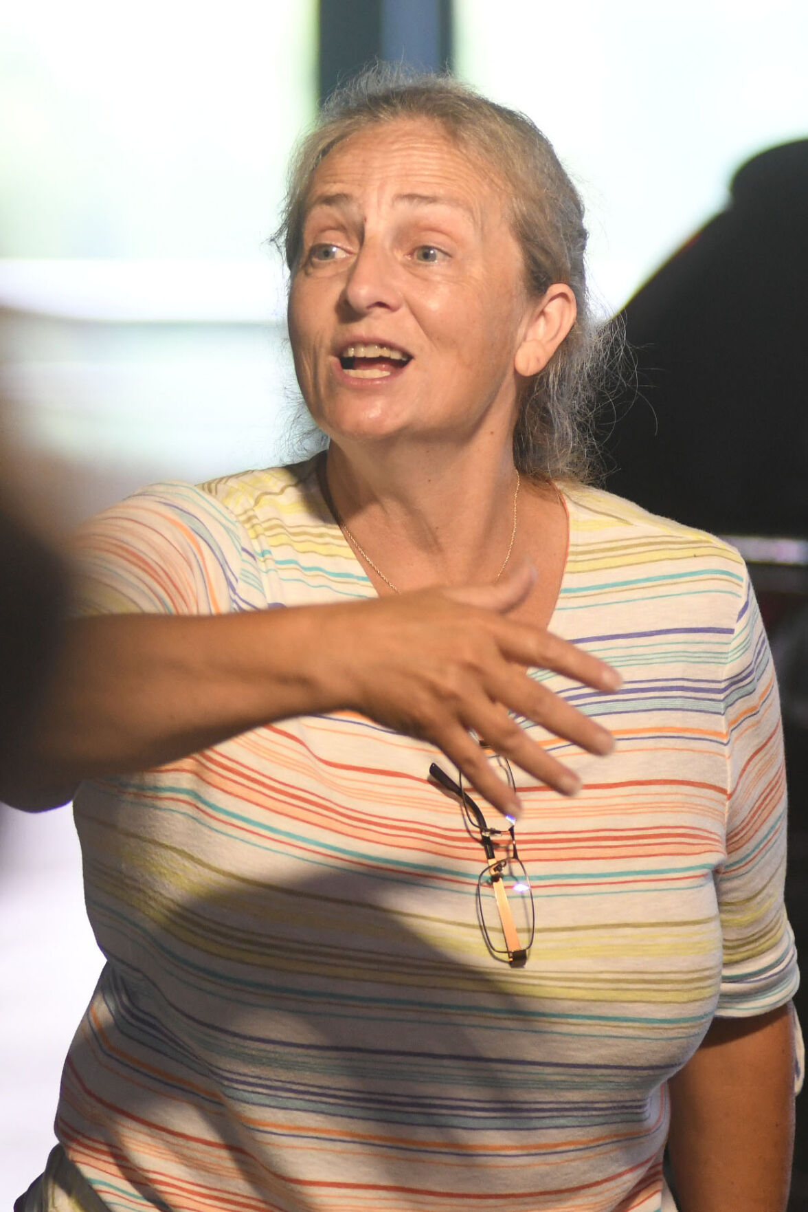 A woman sings